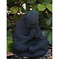 Black Stone Baby Buddha Monk Sculpture (Indonesia)
