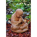 Brown Stone Baby Buddha Monk Sculpture (Indonesia)