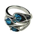 Silvertone Crystal Bead Lily Ring