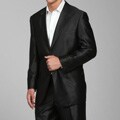 Carlo Lusso Men's Shiny Black 2-button Suit