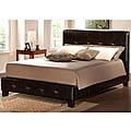 Copenhagen Dark Brown Faux Leather Tufted Queen Bed
