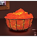 WBM Natural Himalayan Crystal Salt in Round Basket Lamp 9 in X 5.5 inch