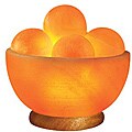 WBM Hand Carved Himalayan Crystal Salt Lamp Fire Bowl with 6 Spheres