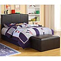 Andria Dark Brown Faux Leather Queen Headboard with Storage Stool