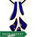 Murano-style Glass White and Blue Leaf Pendant