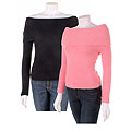 Red O Angora Blend Off the Shoulder Fitted Sweater