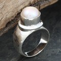 Sterling Silver Baroque Pearl Ring (Nepal)