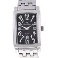 Lucien Piccard Rectangular Black Dial Steel Watch