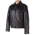 London Fog Men's Black Leather Bomber Jacket
