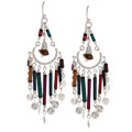 Bamboo and Tiger's Eye Dangle Earrings (Peru)