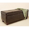 Dark Brown Leather Storage Bench