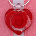 'Roses' Glass Heart Necklace (Brazil)