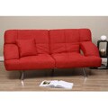 Red Microsuede Sofa Bed