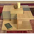 Glass and Oak Wood End Table