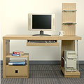 Oak Pillar Storage Computer Desk