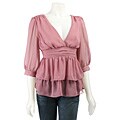Essentials by A.B.S Tiered Double V-neck Blouse