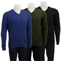 Tehama Men's Cashmere Cable Knit V-neck Sweater