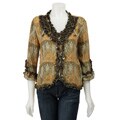 Piano Women's Velvet Ruffle Blouse