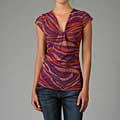 Sweet Pea Women's Twist-front Printed Top