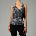 Sweet Pea Women's Surplice Wrap Flower Detail Top