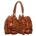 Rampage 'Rome' Cognac Ruffle Satchel
