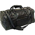 Black Leather Dual-zippered Duffel