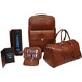 Brown Leather 5-piece Traveling Set