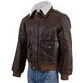 Men's Distressed Brown Leather Bomber Jacket