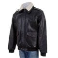Men's Black Leather Bomber Jacket