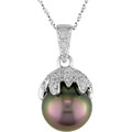 14k Gold Cultured Tahitian Pearl Diamond Pendant