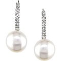 14k Gold Cultured FW Pearl Diamond Earrings (8-9mm)