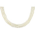 14k Three Strand Diamond and Freshwater Pearl Necklace
