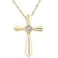 14k Gold Diamond Cross Pendant