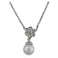 14k White Gold Pearl and Diamond Pendant