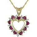 14k Diamond and Ruby Heart Pendant