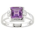 14k White Gold Diamond Amethyst Ring