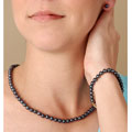 14k Akoya Cultured Black Pearl Set (5.5-6mm/18in)