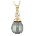14k Gold Cultured Tahitian Pearl Diamond Pendant