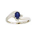 14k White Gold Sapphire Diamond Wave Ring