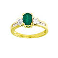 14k Gold Channel Diamond Emerald Ring