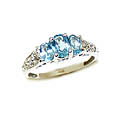 14k Gold Diamond Blue Topaz Ring
