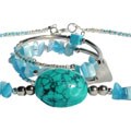 Silver Turquoise Bracelet and Necklace Set (Peru)