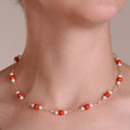 14k Gold Pearl Coral Necklace (9 mm/ 16 in.)