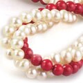Cultured Freshwater Pearl Coral 3-strand Necklace