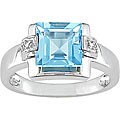 14k Diamond Blue Topaz Ring
