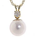 14k Gold Diamond Cultured Pearl Pendant (Set of 2)