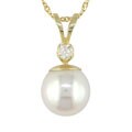 14-kt. Diamond Cultured 8-8.5 mm Akoya Pearl Pendant