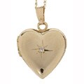 14k Goldfill and Silver Diamond Star Heart Locket