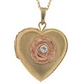 Goldfill Two-tone Cubic Zirconia Rose Heart Locket