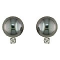 Cultured Tahitian Pearl 1/10ct Diamond Earrings